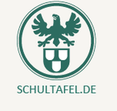 Grünes Wappen mit stilisiertem Adler und Schild über dem Schriftzug SCHULTAFELDE