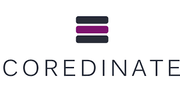 Logo mit drei horizontalen Balken in Grau und Lila über dem Schriftzug COREDINATE