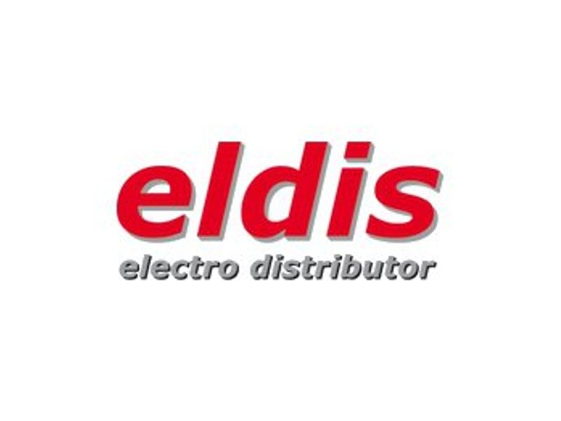 eldis Logo mit rotem Schriftzug und grauem Schatten auf weißem Hintergrund