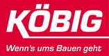 Rotes Logo mit weißem Schriftzug KÖBIG und dem Slogan Wenns ums Bauen geht