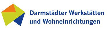 Logo mit bunten Formen in Grün und Gelb neben blauem Text von Darmstädter Werkstätten