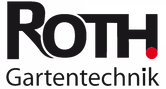 Schwarzes und rotes Logo mit dem Schriftzug ROTH Gartentechnik auf weißem Hintergrund
