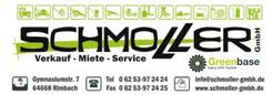 Schwarzes Schmoller GmbH Logo mit Icons für Werkzeuge und Gartengeräte auf weißem Hintergrund