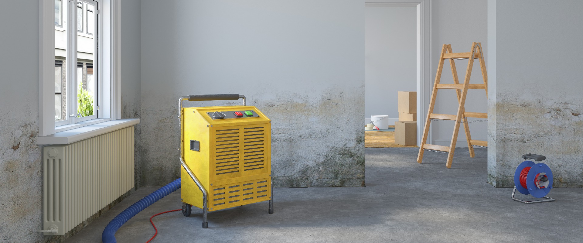 3d Illustration - leere, freie skandinavische Wohnung - Wassersc