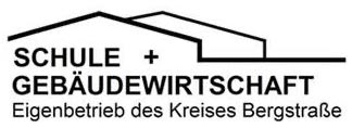 Schwarzes Logo mit Schrift Schule und Gebäudewirtschaft und Dachlinie